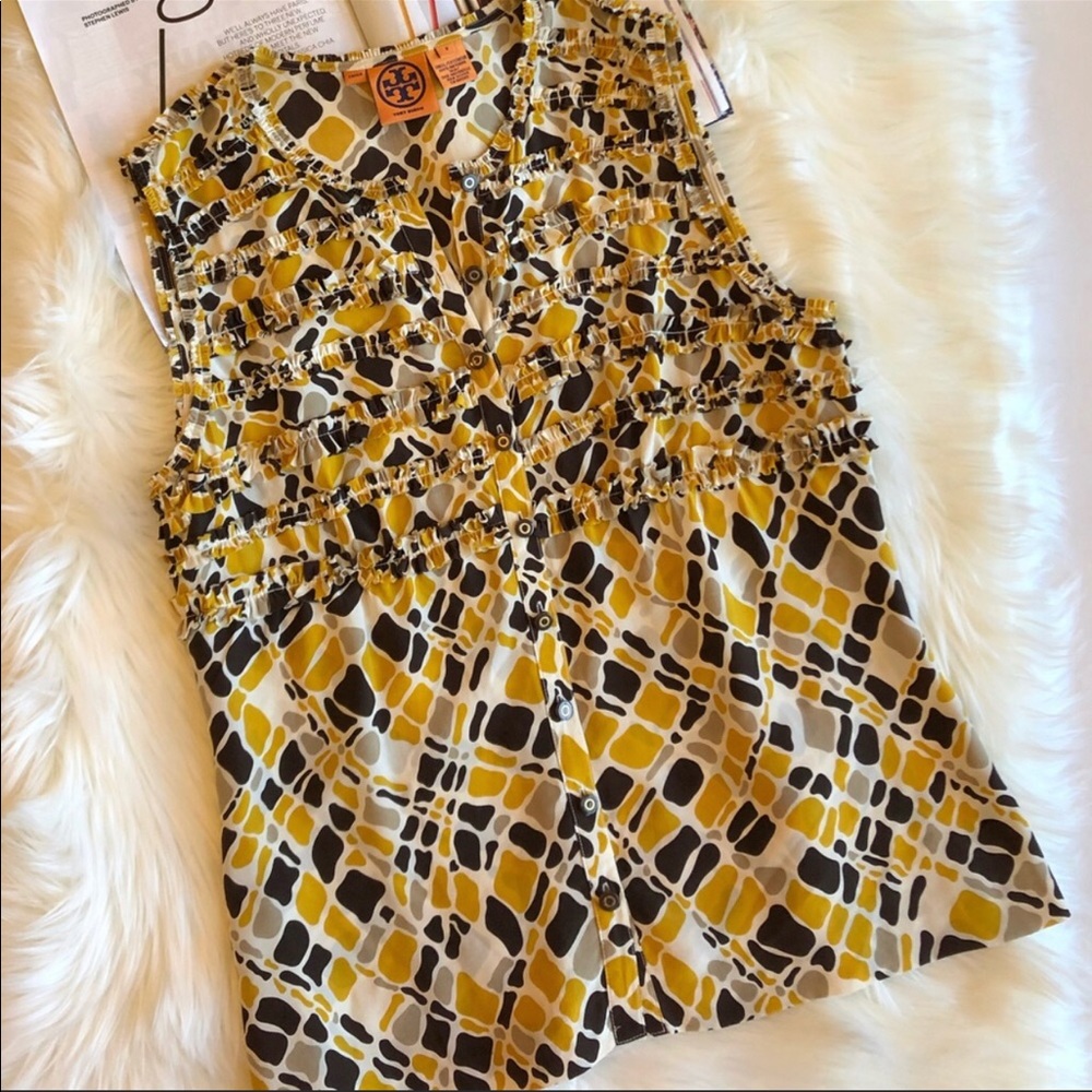 Tory Burch Silk Giraffe Printed Sleeveless Top 8